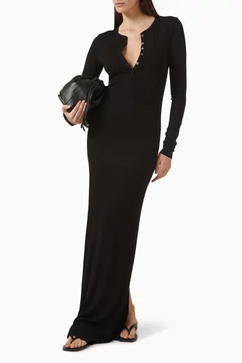 Henley Maxi Dress in Rayon Blend