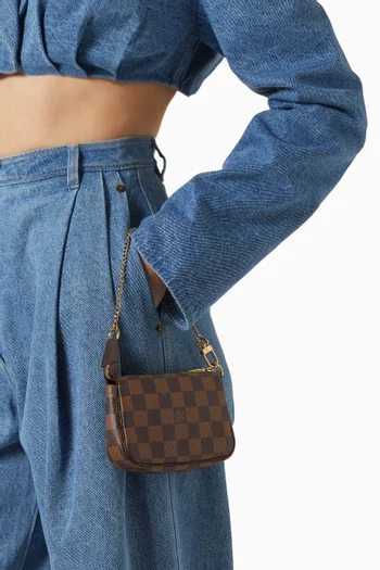 Mini Pochette Accessoires Bag in Damier Ebene Canvas