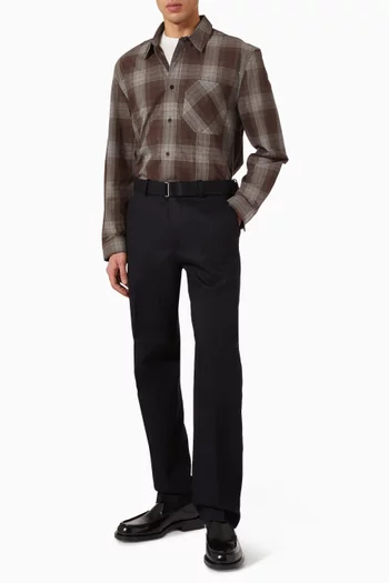 بنطال قطن تويل بساق مستقيمة وحزام