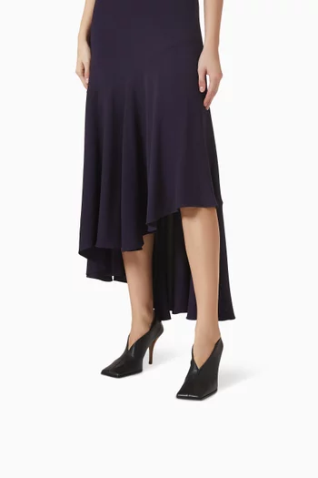 حذاء كلاسيك بمقدمة مربعة وكعب 90 مم جلد