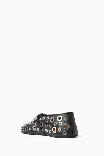 Vienne Eyelet Ballet Flats in Leather