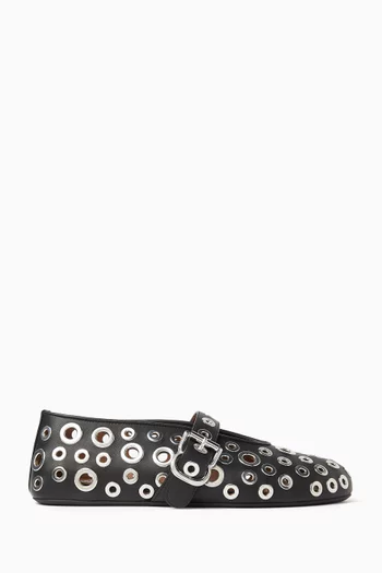 Vienne Eyelet Ballet Flats in Leather