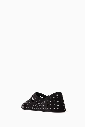 حذاء باليرينا بتصميم متقاطع وكعب مسطح شمواه