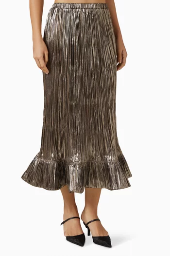 Roan Midi Skir in Plisse