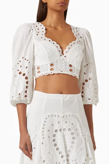 بلوزة لونا بتطريزات إنجليزية مزيج قطن