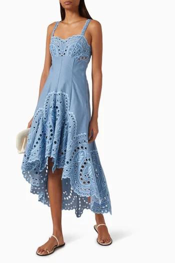 Caspian Broderie Anglaise Dress in Cotton Blend