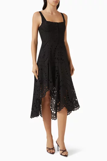 فستان ايلا بتطريزات إنجليزية مزيج قطن