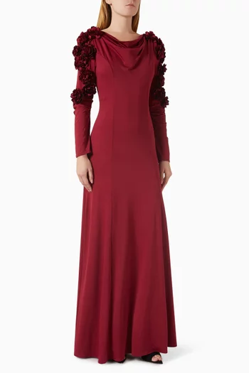 فستان مزين بزهور بارزة