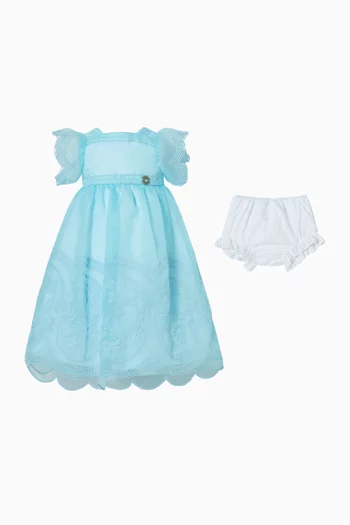 فستان بحزام ومطرز أورجانزا