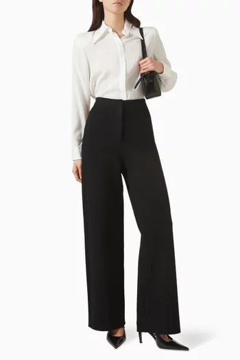 بنطال بقصة ساق مستقيمة نسيج كريب