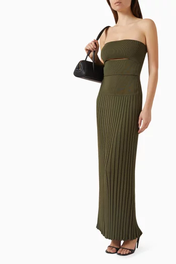 فستان سنراي منسوج بطيّات مزيج فيسكوز