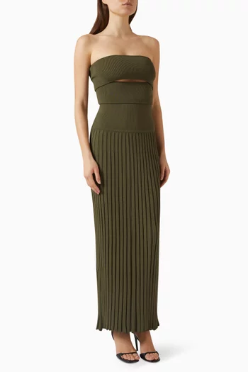 فستان سنراي منسوج بطيّات مزيج فيسكوز