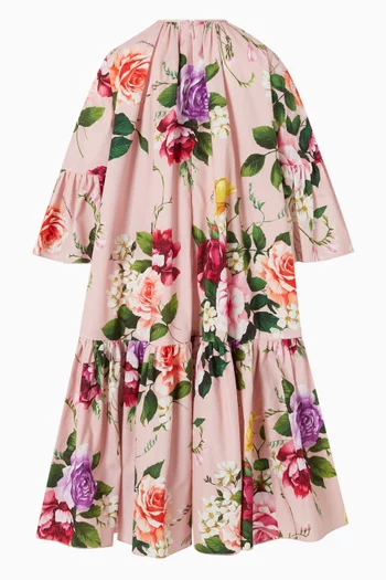 فستان بنقشة زهور قطن بوبلين