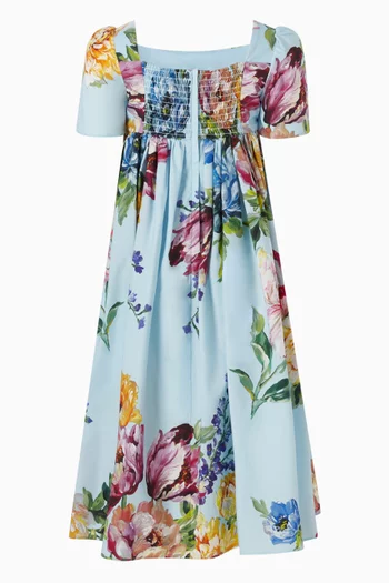 Floral Printed Dress in Poplin-cotton