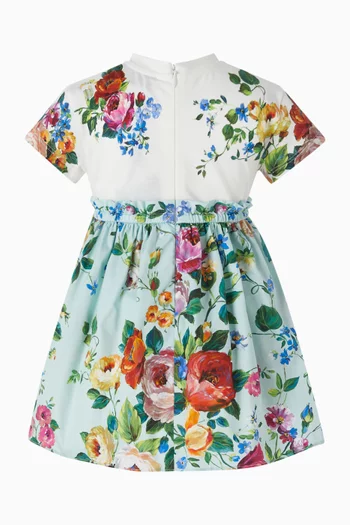 Floral-printed Dress in Cotton-poplin
