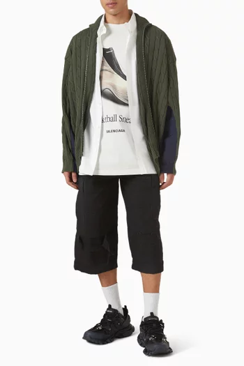 تي شيرت فضفاض بطبعة سنيكرز كرة سلة جيرسيه سريع الجفاف