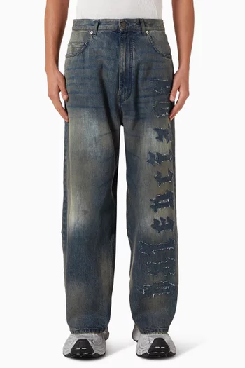 Minimal Baggy Pants in Cotton-denim