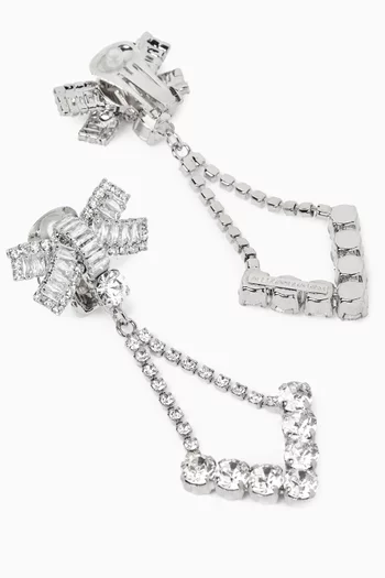 أقراط بمشبك وتصميم عقدة مرصعة بالكريستال نحاس