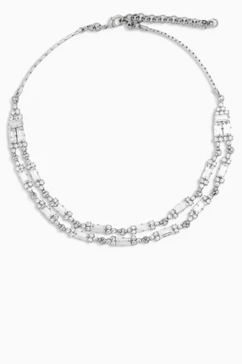 قلادة بطبقتين مرصعة بالكريستال نحاس