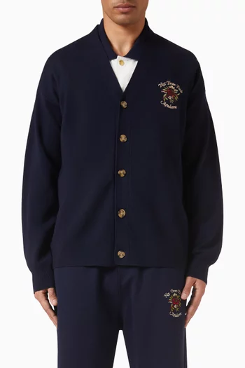 Le Cardigan Slogan Rose in Merino Wool