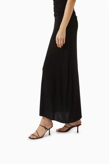 حذاء بياس مفتوح من الخلف بتصميم ملفوف وكعب 70 مم جلد ماعز