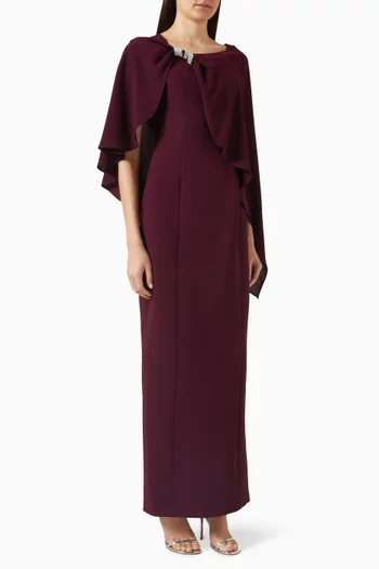 طقم فستان وكاب بعقدة مطرزة