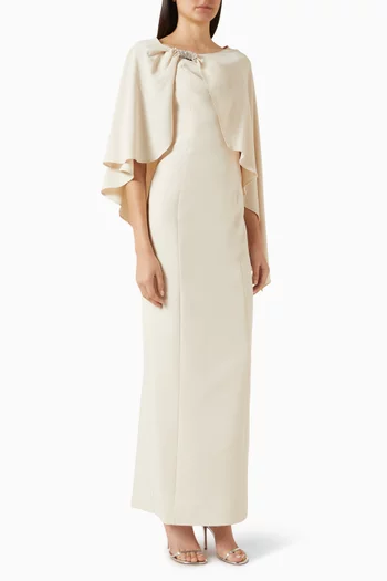 طقم فستان وكاب بعقدة مطرزة