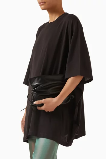 Ruched Clutch in Leather