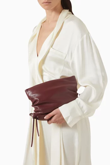 Ruched Clutch in Leather