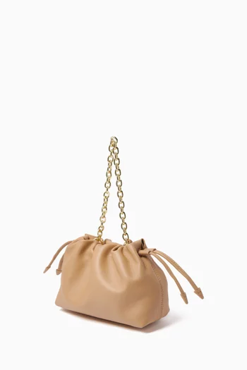 Alexandra Petite Drawstring Bag in Leather
