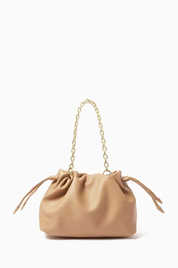 Alexandra Petite Drawstring Bag in Leather