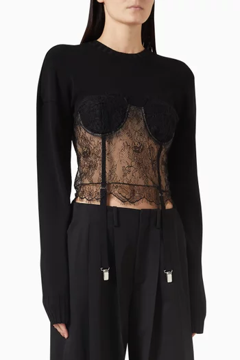 Maglia Lace-insert Sweater in Knit