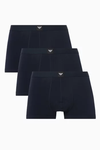 Logo Label Boxer Briefs in Stretch Cotton, Set of 3