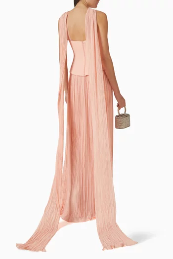 فستان بيد كريب وشيفون