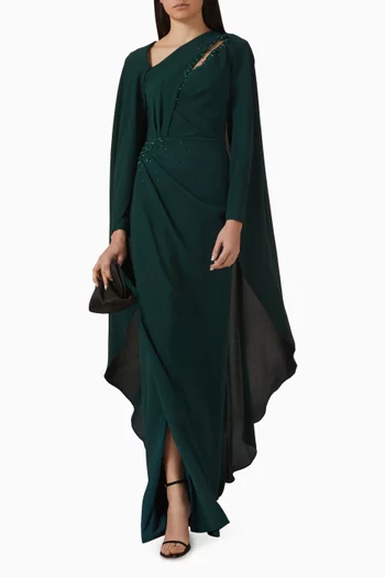 فستان فليفرين طويل بكاب