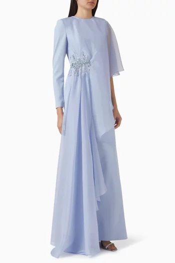 فستان زوريا طويل مزين بتطريزات