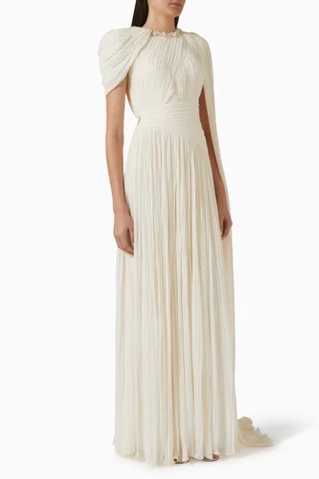 فستان رويل طويل بطيّات