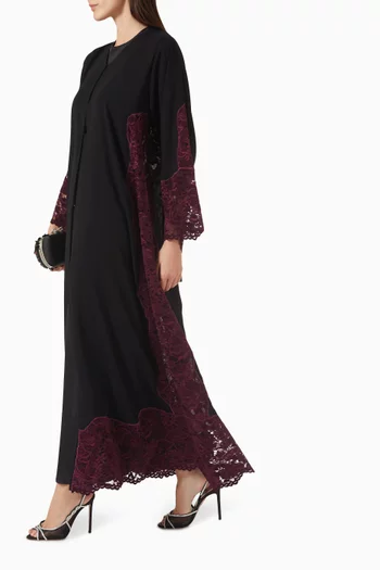 Floral-lace Abaya in Velvet