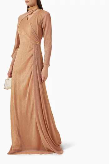 Embellished Asymmetric Cape Dress