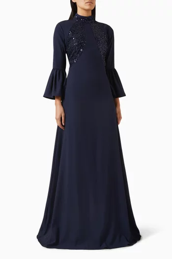 Sequin-embellished Dress in Crepe