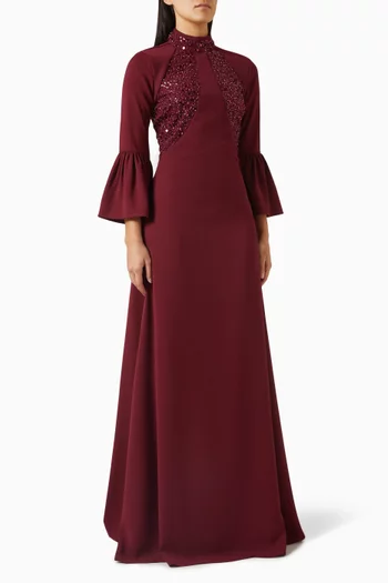 Sequin-embellished Dress in Crepe