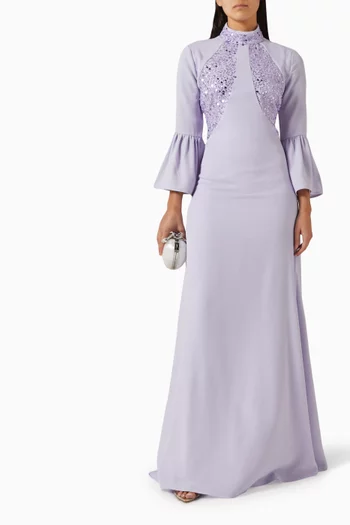 Sequin-embellished Dress in Crepe