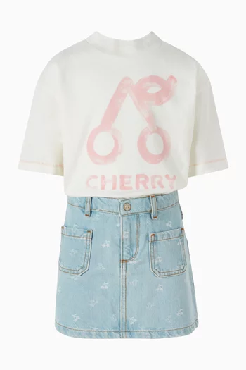 Cherry-print T-shirt in Cotton