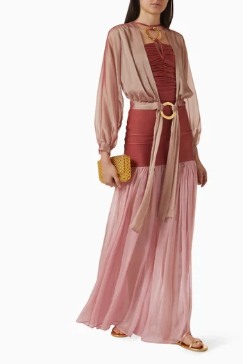 قميص أورورا قصير شيفون شفاف