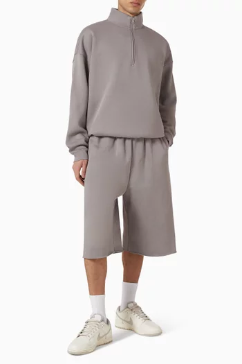 سويت شيرت فضفاض بسحّاب قصير صوف قطني