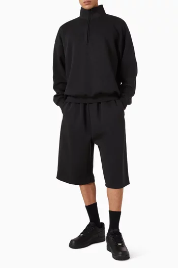 سويت شيرت بسحّاب قصير صوف قطني