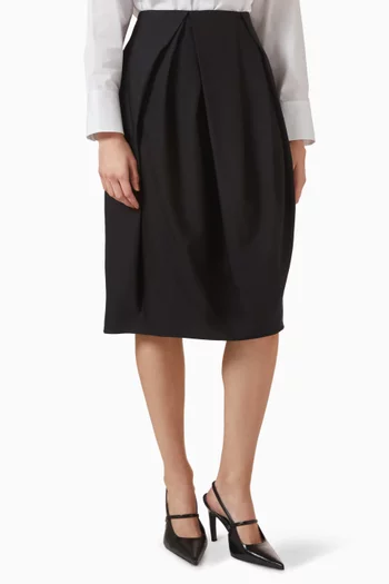 Pleated Midi Skirt in Wool