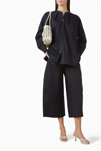 بنطال قطن بقصة ساق قصيرة وأسطوانية