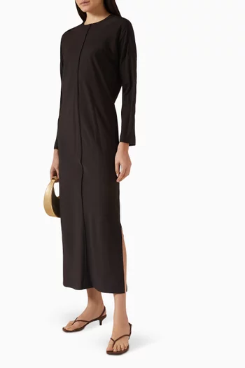 فستان متوسط الطول مقسم لأجزاء