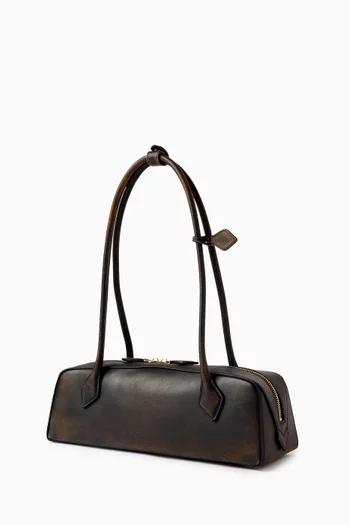 Le Teckel Medium Shoulder Bag in Washed Leather